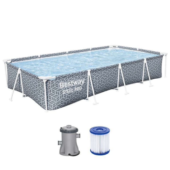 Bestway Steel Pro® Frame Pool Set mit Filterpumpe eckig 366 x 201 x 66 cm